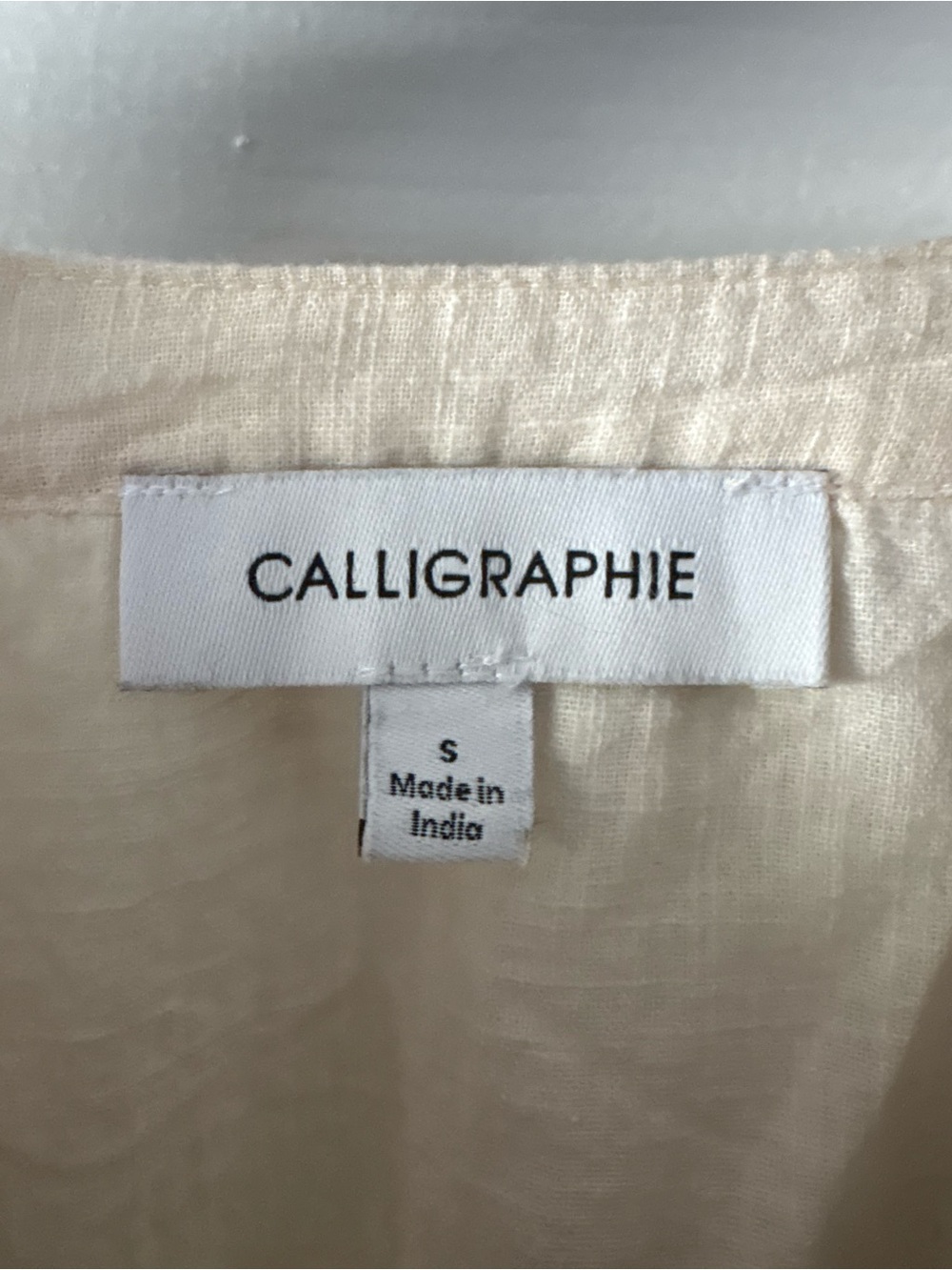 Calligraphie Boho Cream Embroidered Floral Peasant Blouse Size S - Picture 3 of 5